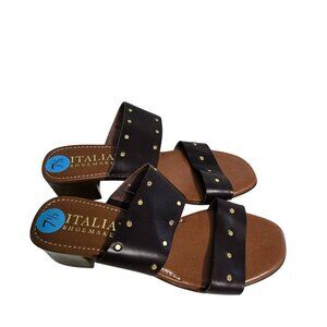 Italian Shoemakers NWOT Studded Leather Slip On Sandals Size 7.5